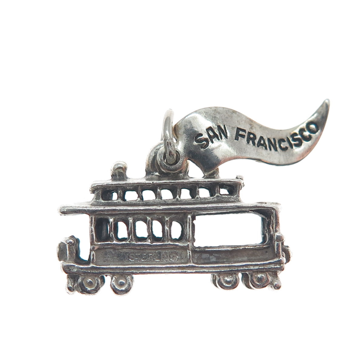 PACIFIC JEWELRY Sterling Silver Vintage SF Cable Car Oxidized 3D Mini Pendant