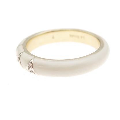 La Soula 925 Sterling Silver Gold Plated Enamel Real Diamond Band Ring Size 7.25