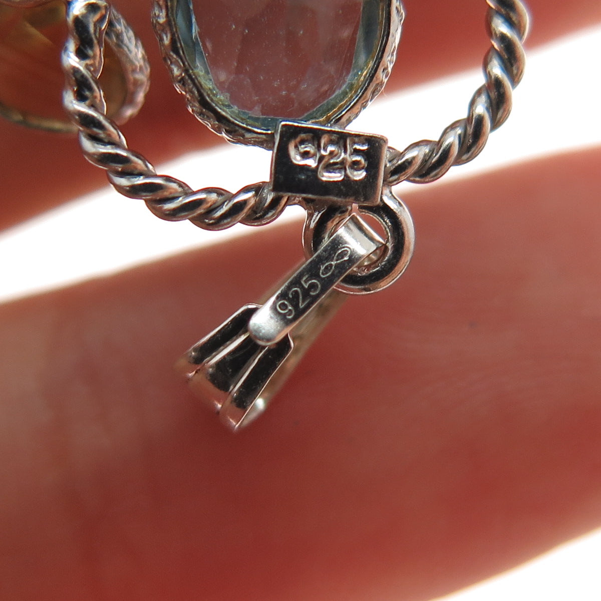 ATELIER 925 Sterling Silver Vintage Real Blue Topaz Citrine Smoky Quartz Pendant