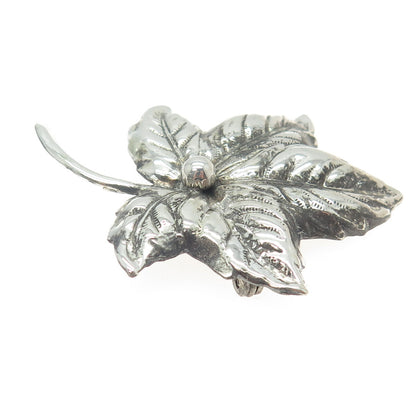 925 Sterling Silver Antique Art Deco Leaf Floral Pin Brooch
