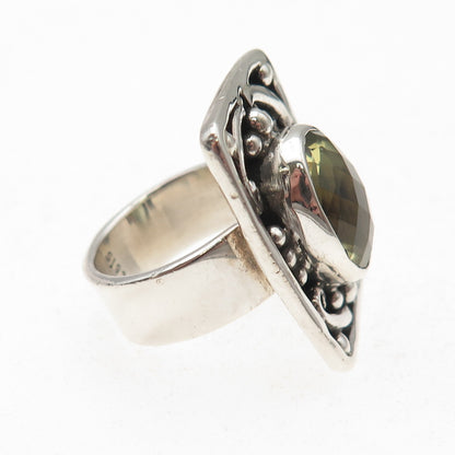 Sajen 925 Sterling Silver Vintage Real Lemon Quartz Oxidized Ring Size 6.25