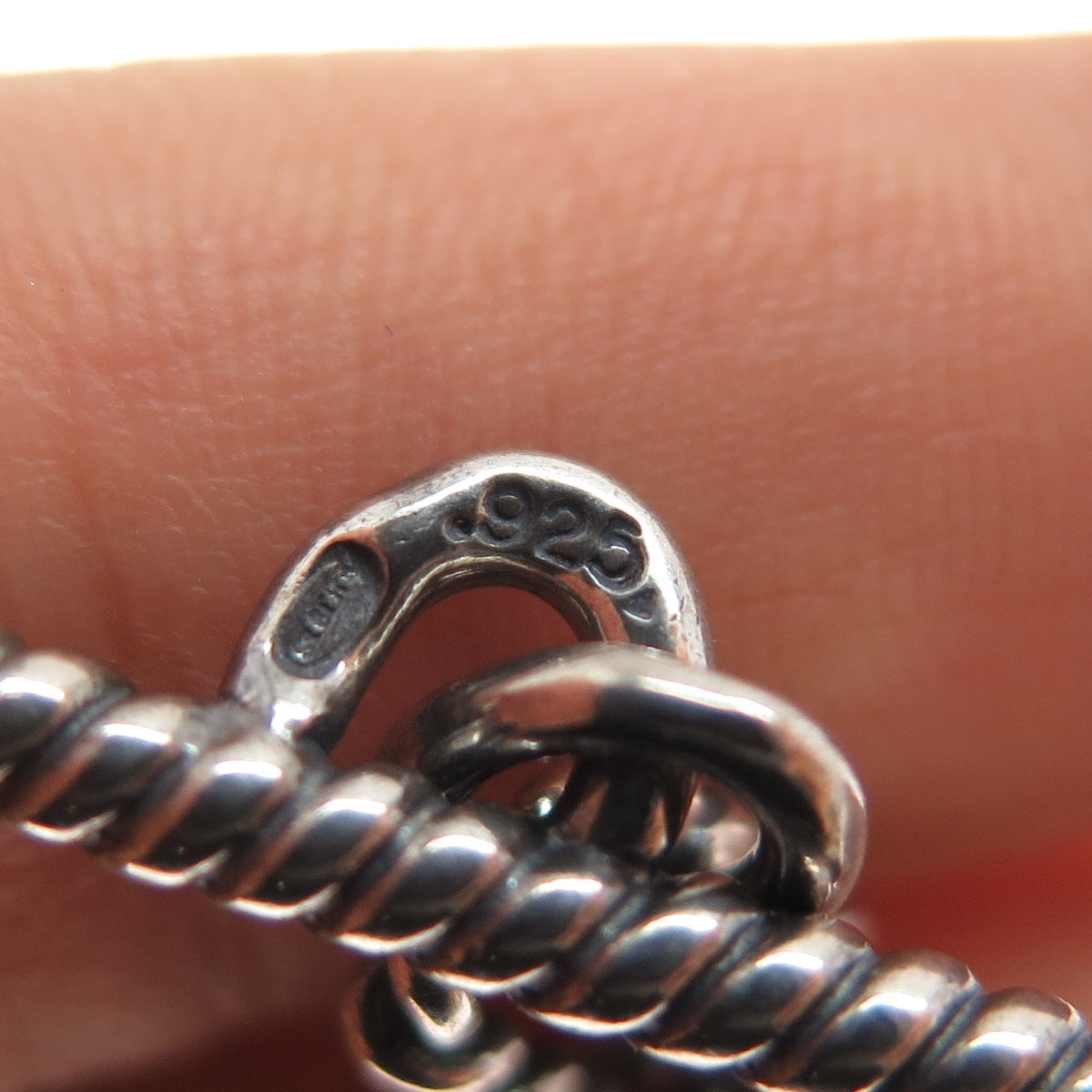 925 Sterling Silver Vintage Cable Link Oxidized Bracelet 7"