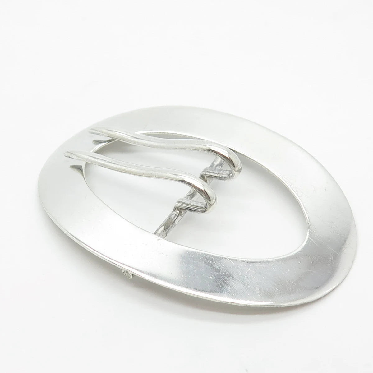 925 Sterling Silver Vintage Belt Buckle Pin Brooch