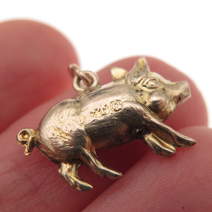 9K Gold Antique Victorian Luck Pig 3D Hollow Charm Pendant