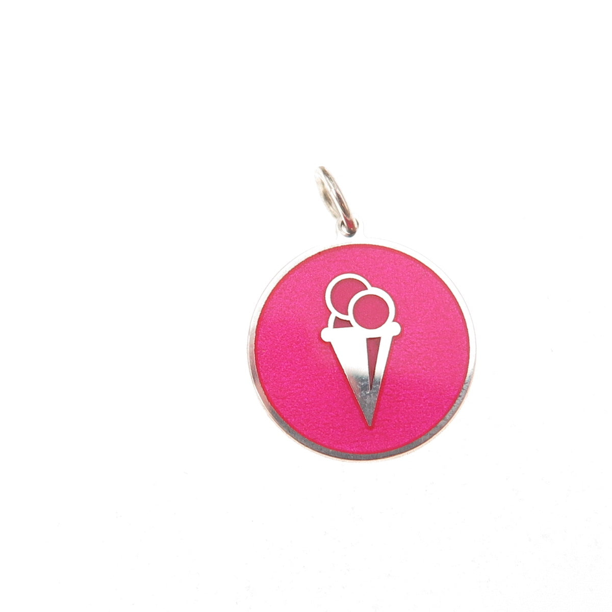 925 Sterling Silver Pink Enamel Ice Cream Charm Pendant