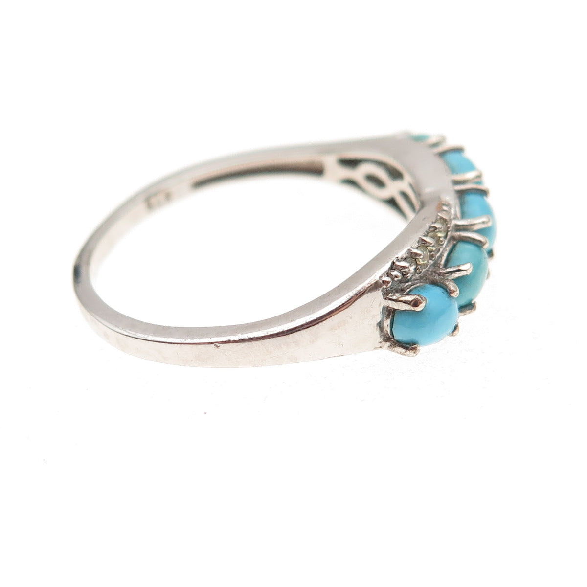 Chuck Clemency 925 Sterling Silver Real Turquoise & Peridot Wavy Ring Size 9