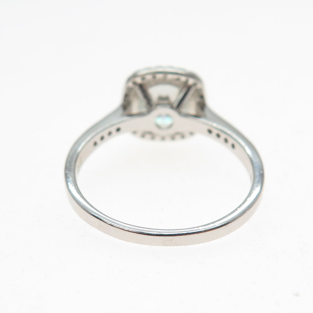 925 Sterling Real Center-Stone Moissanite & C Z Engagement Ring Size 9.75