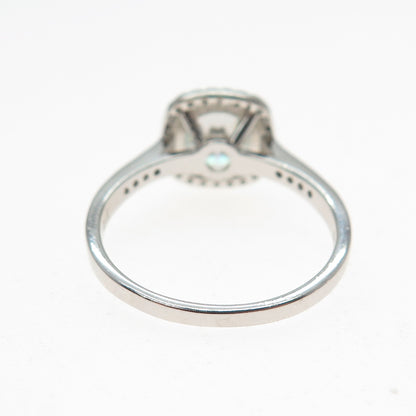 925 Sterling Real Center-Stone Moissanite & C Z Engagement Ring Size 9.75