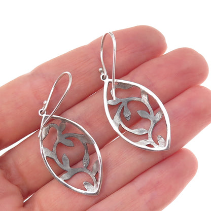 925 Sterling Silver Vintage Floral Dangle Earrings