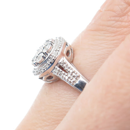 SK9 Allure Gems 925 Sterling Silver Real Diamond Engagement Ring Size 7.25