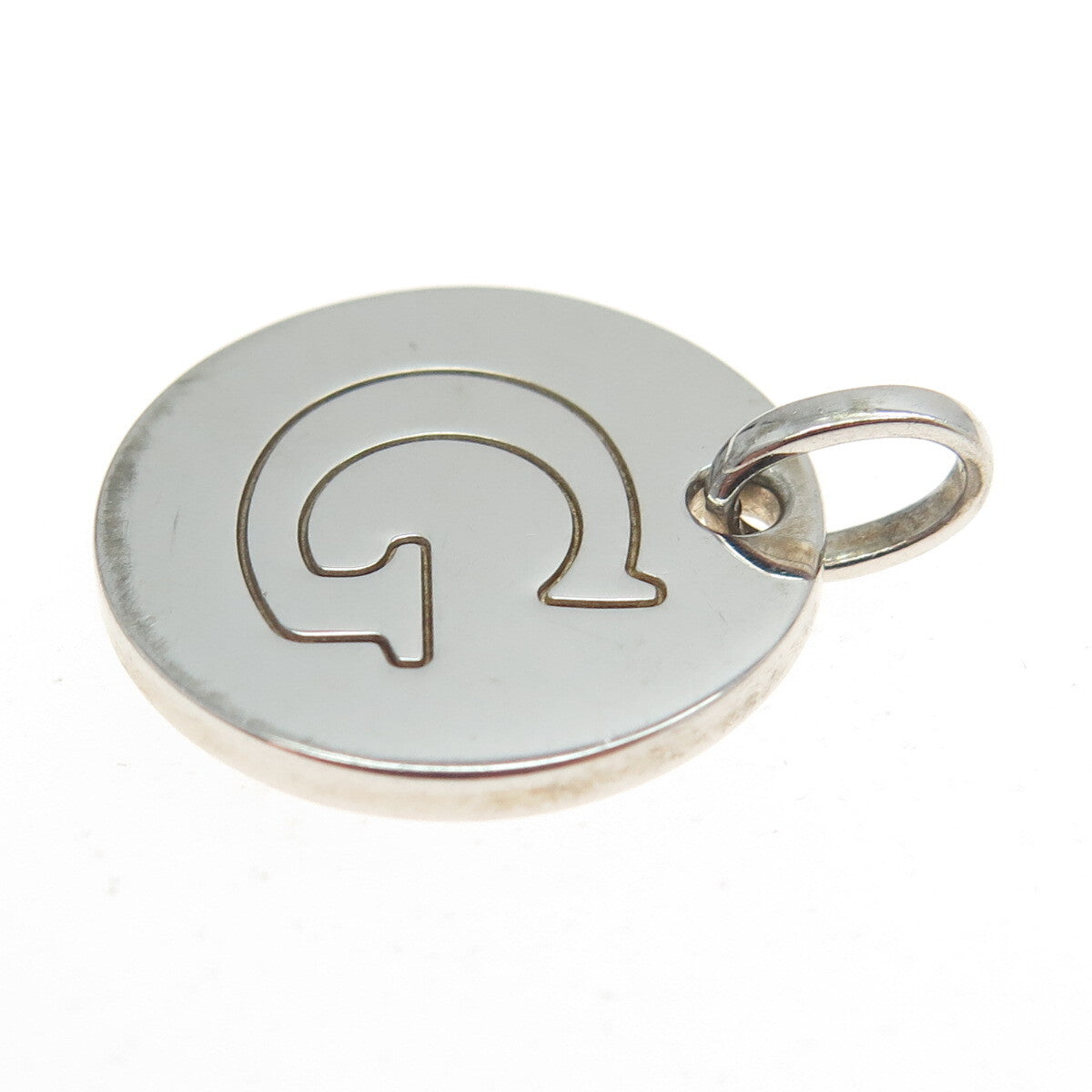 HN HENG NGAI 925 Sterling Silver Letter "G" Initial Round Pendant