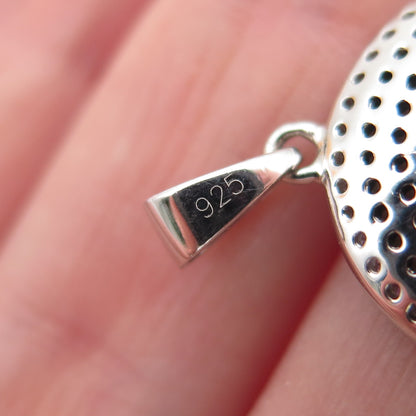 925 Sterling Silver Real Round-Cut Chrome Diopside & C Z Crescent Charm Pendant