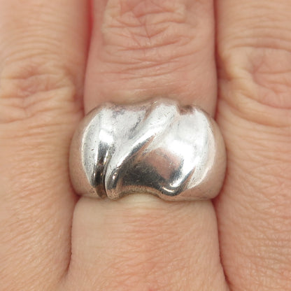 925 Sterling Silver Vintage Ribbed Ring Size 7.5