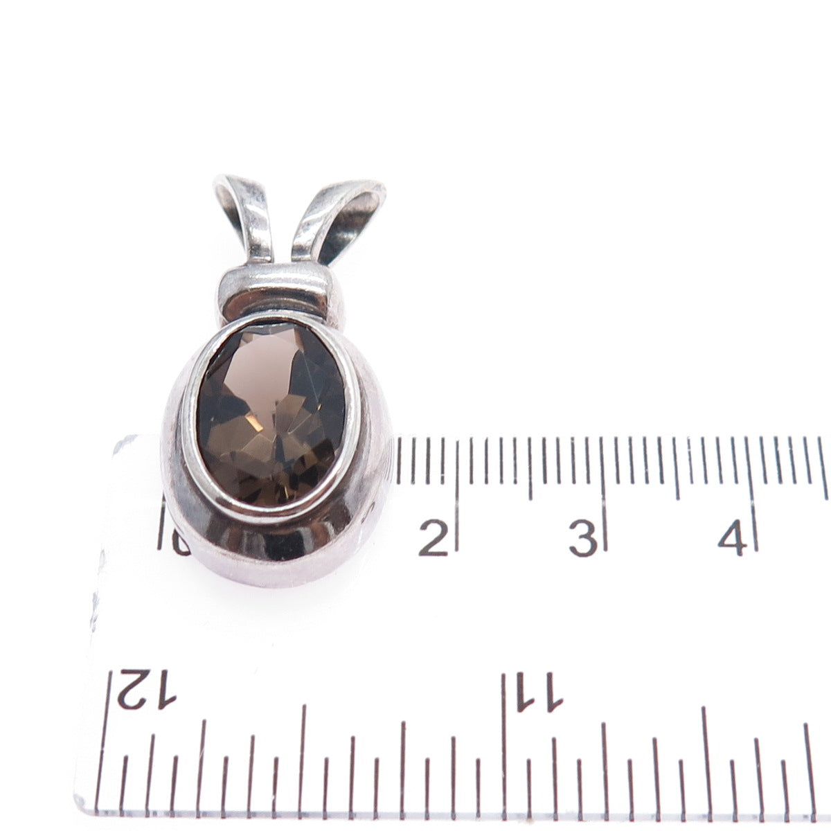 BOMA 925 Sterling Silver Vintage Real Smoky Quartz Oxidized Charm Pendant