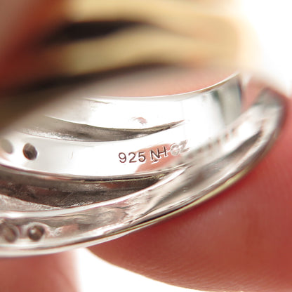 MICHAEL VALITUTTI Gems En Vogue Sterling 2-Tone C Z Crisscross Ring Size 7.25