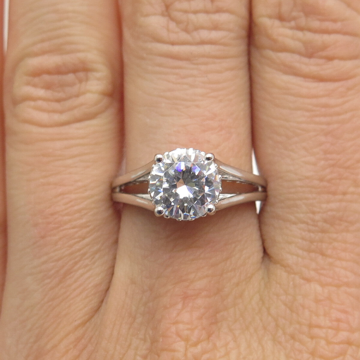 BGE BRADFORD 925 Sterling Silver Round-Cut C Z Engagement Ring Size 8