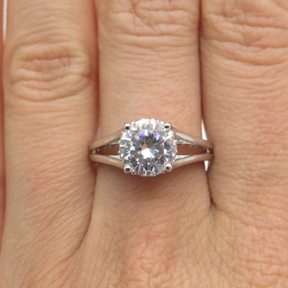 BGE BRADFORD 925 Sterling Silver Round-Cut C Z Engagement Ring Size 8