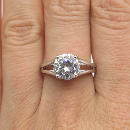 BGE BRADFORD 925 Sterling Silver Round-Cut C Z Engagement Ring Size 8