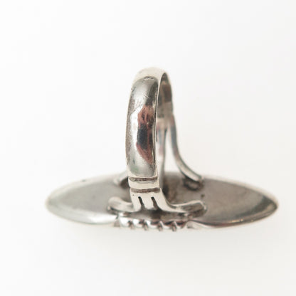 925 Sterling Silver Vintage Real Black Onyx Southwestern Oxidized Ring Size 7