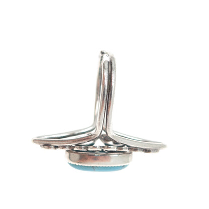 BEAU Sterling Silver Antique Tyrone Turquoise Filigree Adjustable Ring Size 6