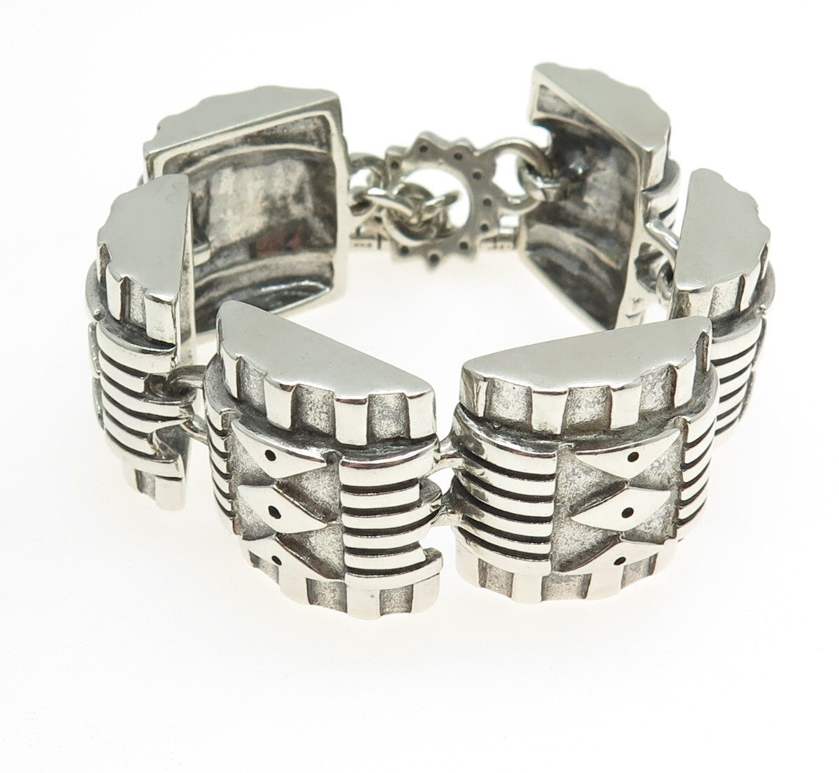 LISA JENKS 925 Sterling Silver Vintage Modenrist Solid 118.1g Bracelet 6.25"