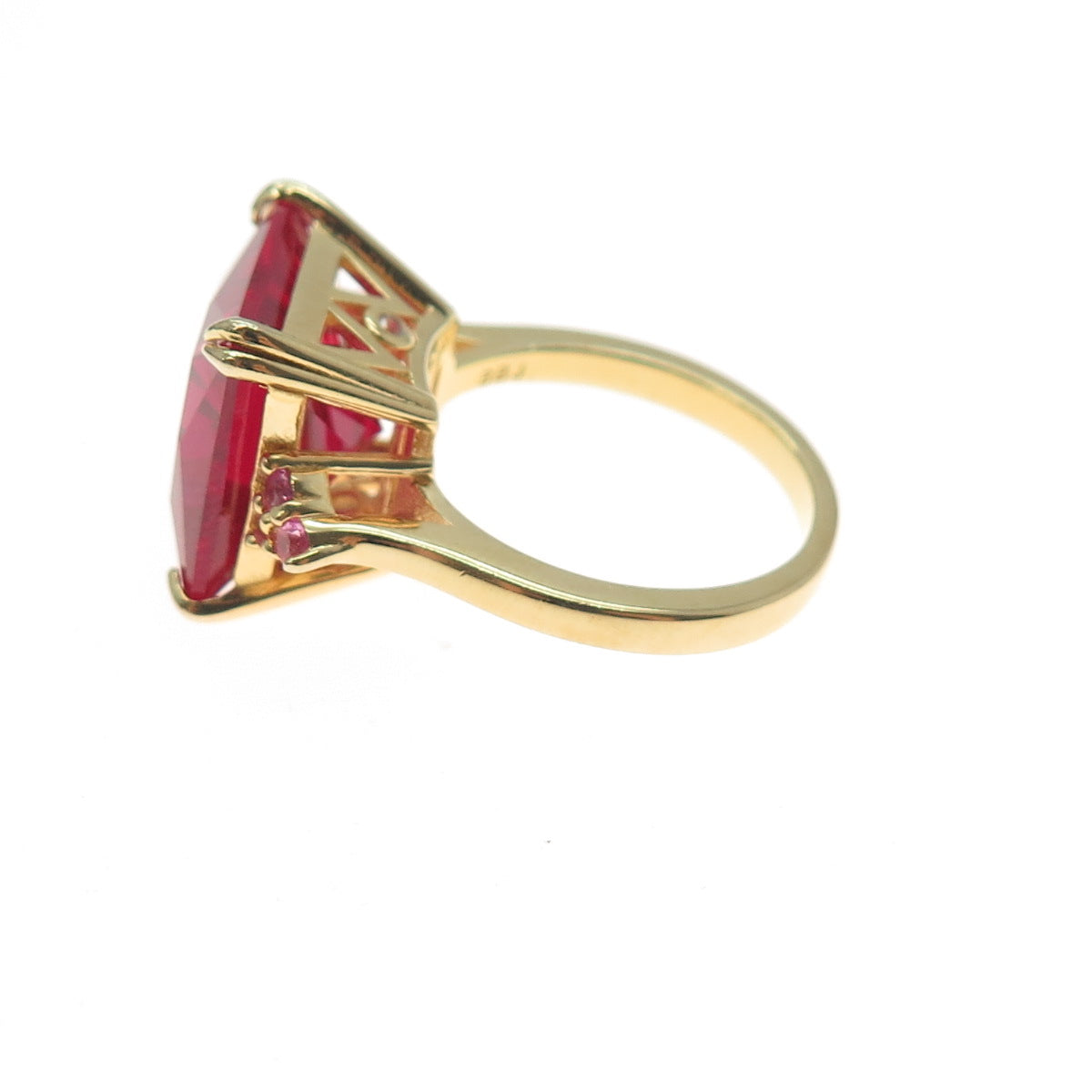 925 Sterling Silver Gold Plated Lab-Created Ruby & Pink Sapphire Ring Size 8