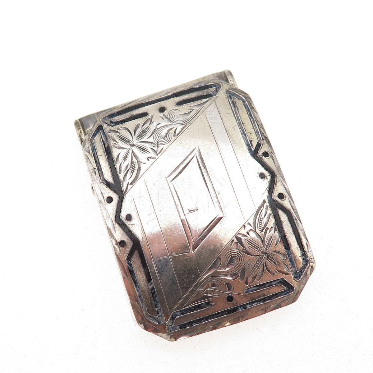 Hawk Co. 925 Sterling Silver Antique Art Deco Engraved Floral Belt Buckle