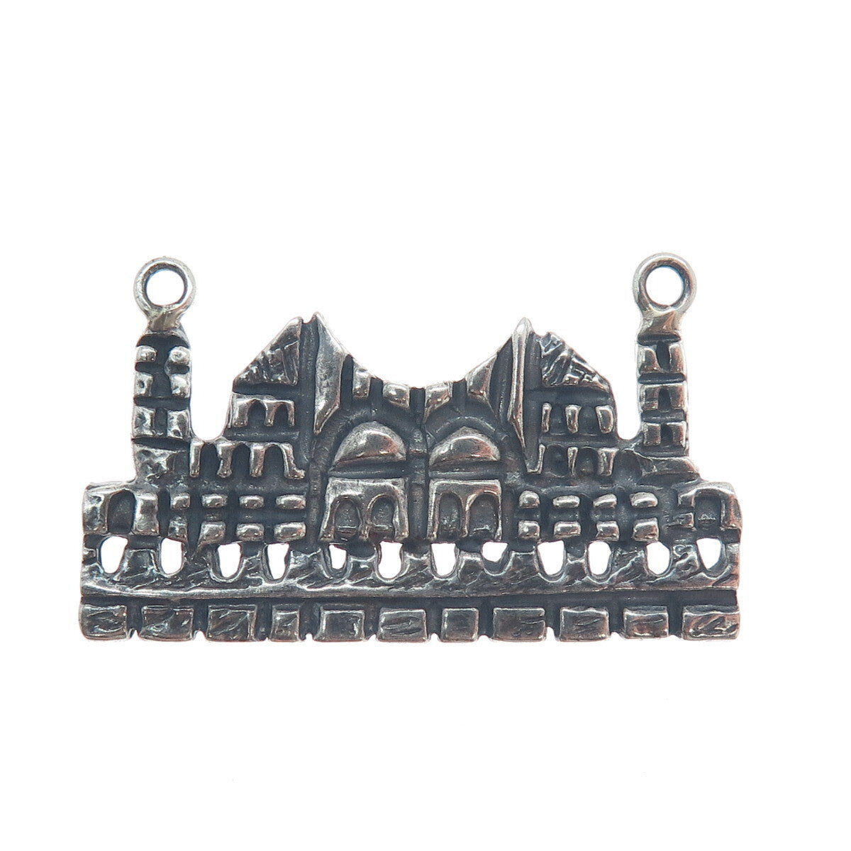 925 Sterling Silver Vintage Jerusalem Centerpiece Oxidized Pendant