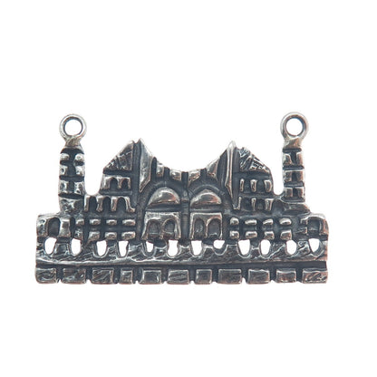 925 Sterling Silver Vintage Jerusalem Centerpiece Oxidized Pendant