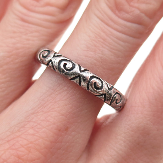 Monet 925 Sterling Silver Vintage Ornate Oxidized Band Ring Size 7.75