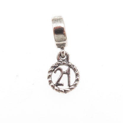 PANDORA 925 Sterling Silver 21st Birthday Dangle Charm