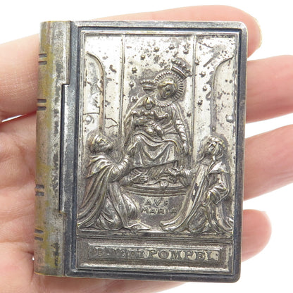 Antique Victorian 2-Tone Ave Maria B.V. Di Pompei Rosary Book Box