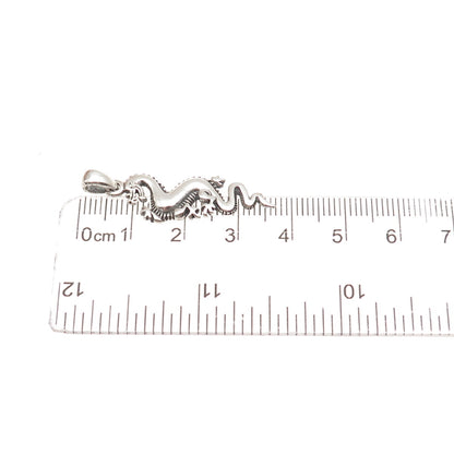 925 Sterling Silver Vintage Royal Dragon Oxidized Charm Pendant