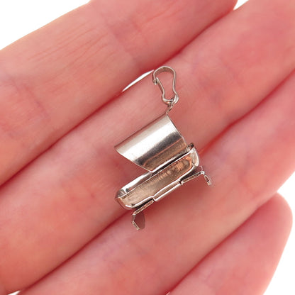 925 Sterling Silver Antique Art Deco Rocking Baby Bassinet 3D Charm Pendant