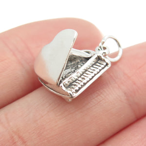 SUN WEST 925 Sterling Silver Vintage Grand Piano 3D Charm Pendant