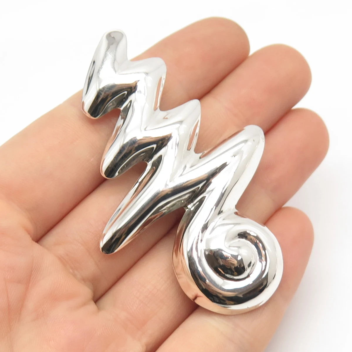 925 Sterling Silver Vintage Mexico Zig Zag Pin Brooch