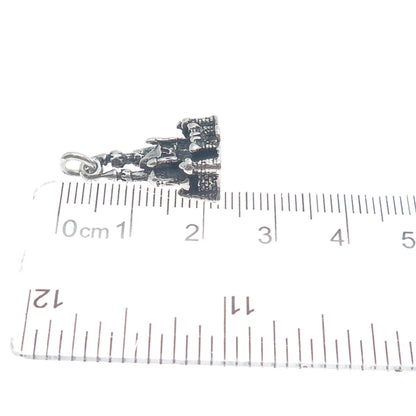 WALT DISNEY 925 Sterling Silver Vintage Cinderella Castle Mini 3D Charm Pendant