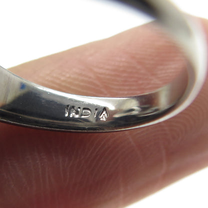 925 Sterling Silver Black Rhodium 2-Tone Diamond & Smoky Quartz Ring Size 5