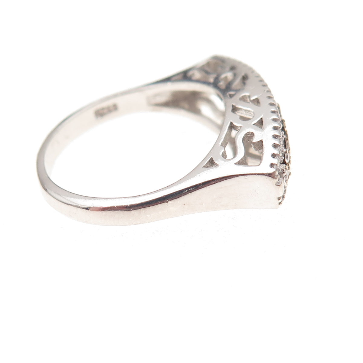 925 Sterling Silver Round-Cut C Z Bar Ring Size 8
