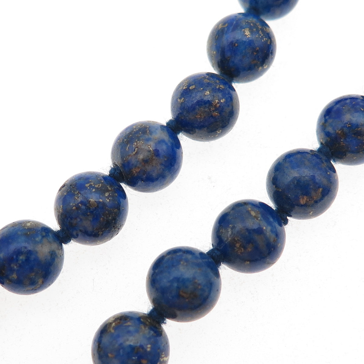14K Gold Vintage Real Lapis Lazuli Ball Beaded Chain Necklace 24"