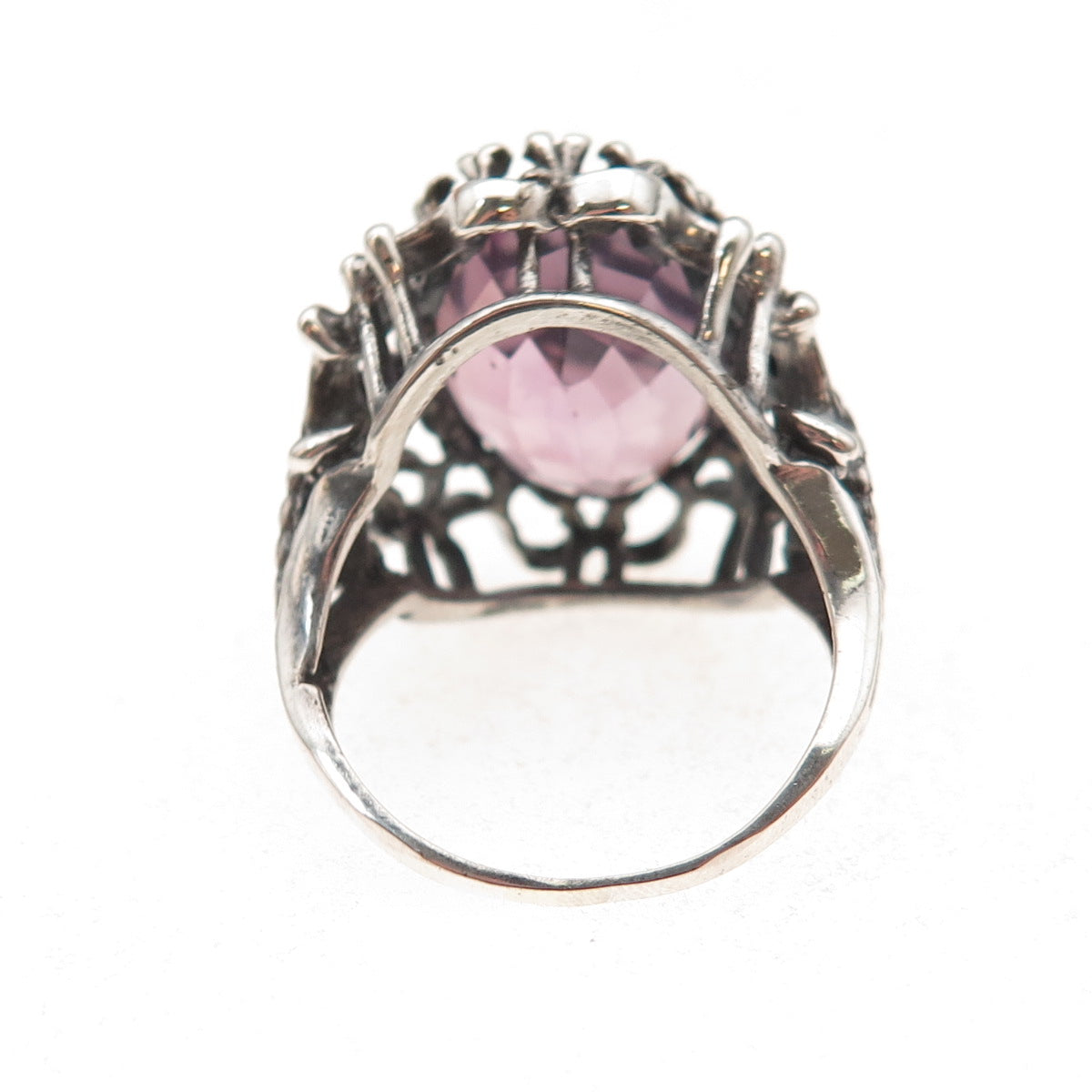 Chateau D’Argent 925 Sterling Silver Vintage Purple C Z Oxidized Ring Size 8