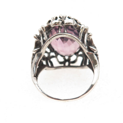 Chateau D’Argent 925 Sterling Silver Vintage Purple C Z Oxidized Ring Size 8
