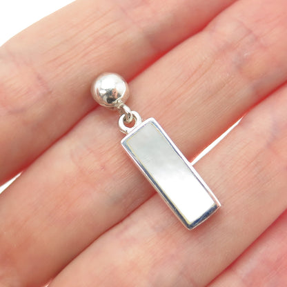 CHARLES WINSTON 925 Sterling Silver Vintage Real MOP Bar Charm Pendant
