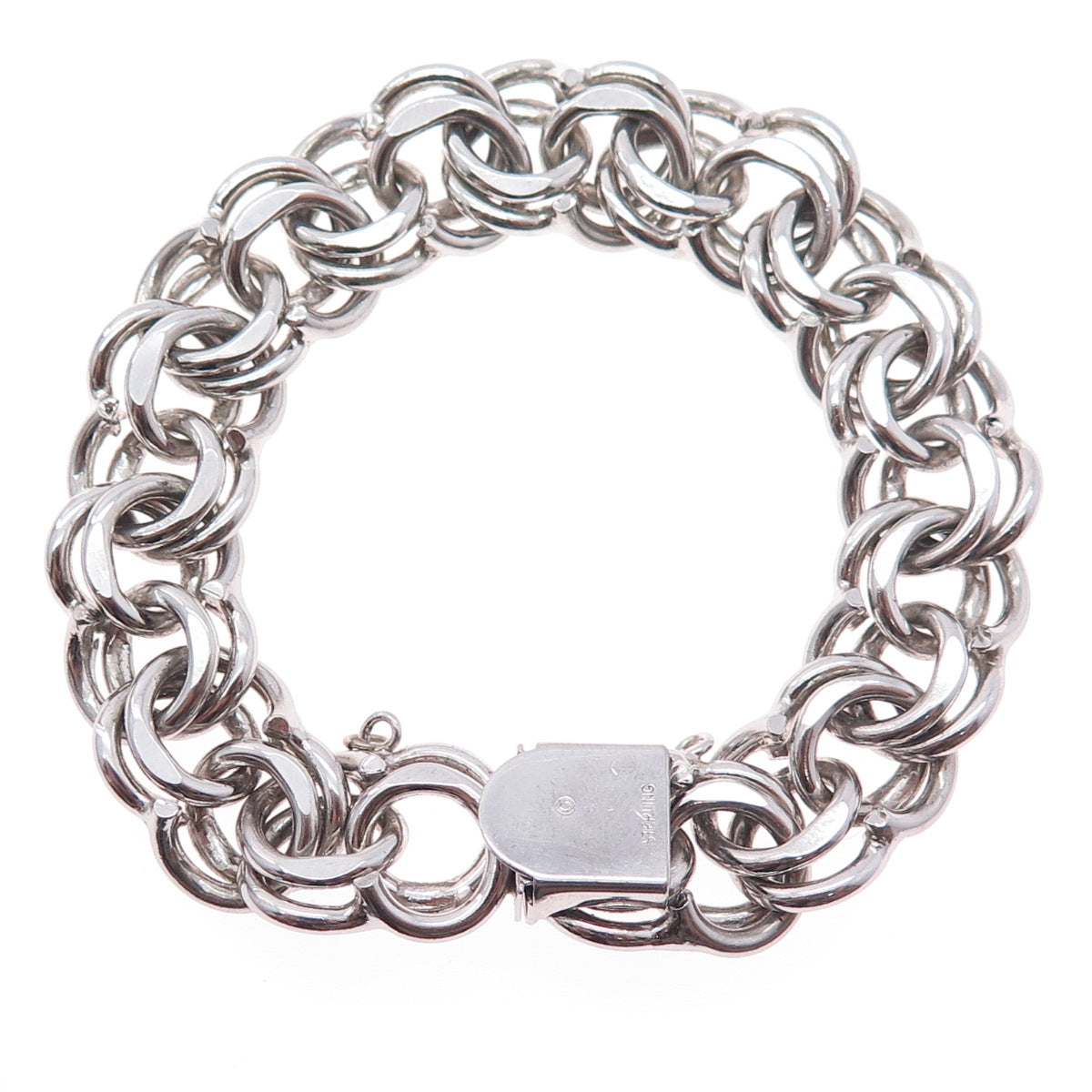 925 Sterling Silver Antique Art Deco Bismark Link Bracelet 6.75"