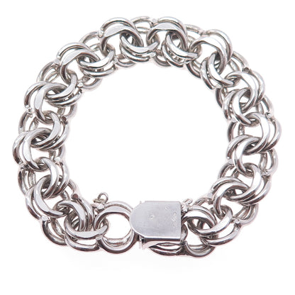925 Sterling Silver Antique Art Deco Bismark Link Bracelet 6.75"