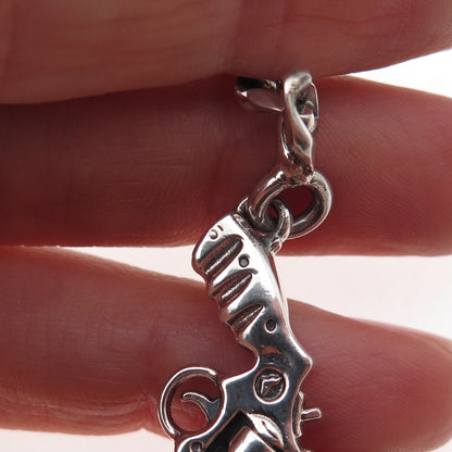 925 Sterling Silver Vintage Revolver Key Fob Chain