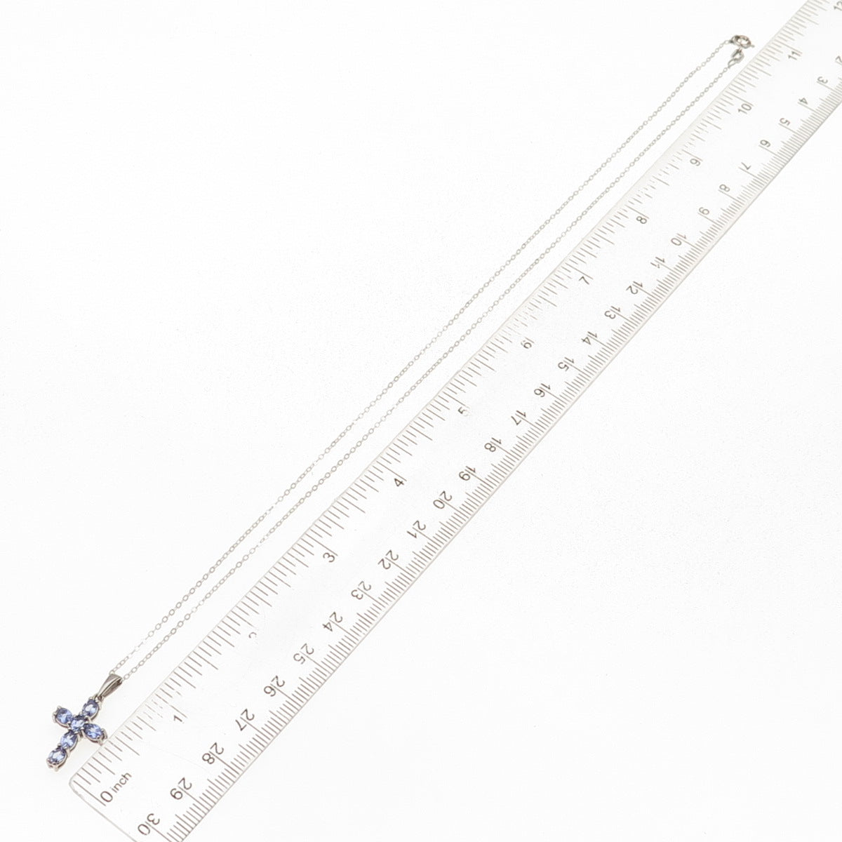 Chuck Clemency 925 Sterling Silver Real Tanzanite Cross Chain Necklace 20"