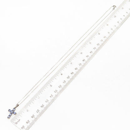 Chuck Clemency 925 Sterling Silver Real Tanzanite Cross Chain Necklace 20"