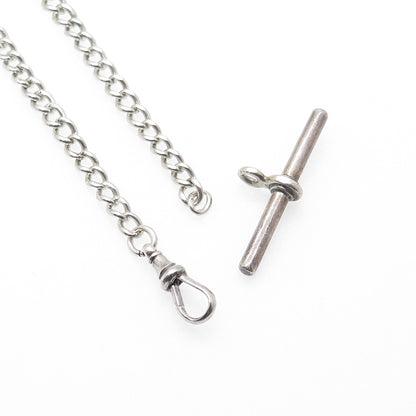 925 Sterling Silver Antique 1930s WWC & GEC London Pocket Watch Chain 12"