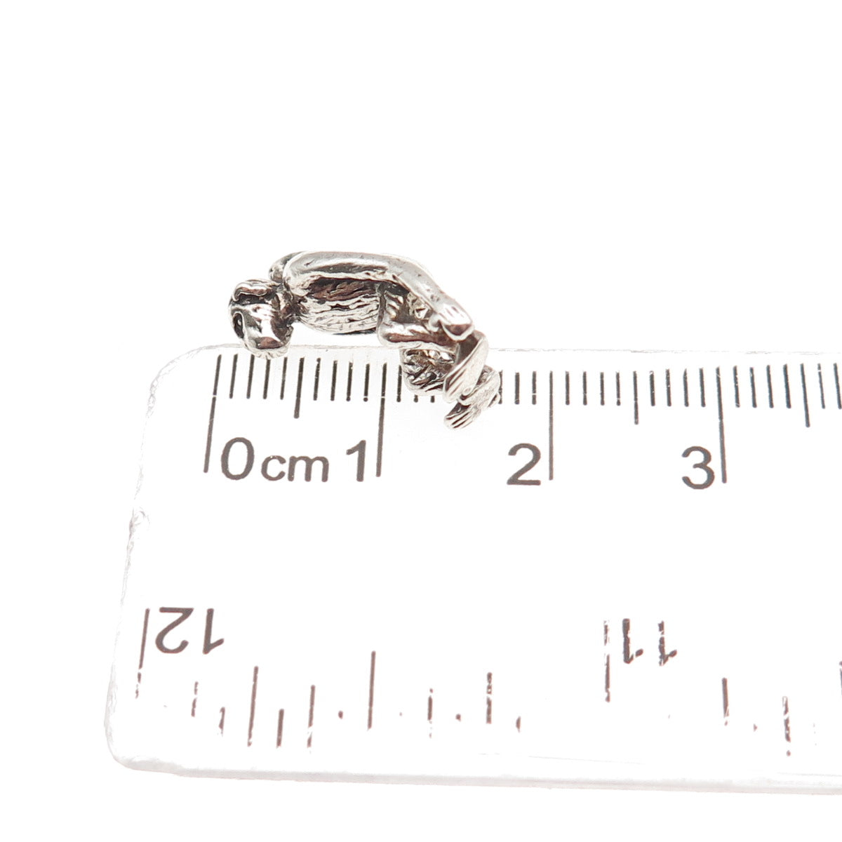 925 Sterling Silver Vintage Monkey Oxidized 3D Mini Charm Pendant